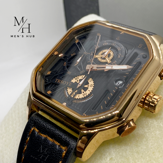 TRIPLE DIAL GOLD WATCH